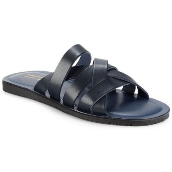 Saks Fifth Avenue Multi Straps Flat Leather Sandals Mens 10 Made In Italy NWOT main image 6